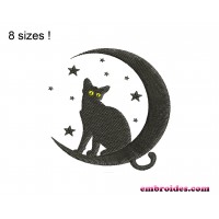 Cat On Moon Silhouette Design Image