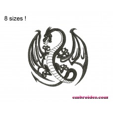 Dragon Flying Monochrome Embroidery Design Image