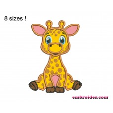 Giraffe Sit Applique Embroidery Design