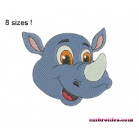 Rhino Baby Face Embroidery Design Image