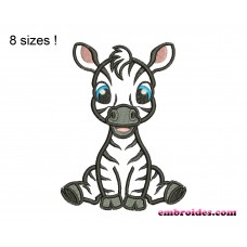 Zebra Sit Applique Embroidery Design