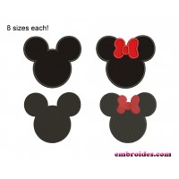 Mickey Mouse Minnie Mouse Applique Embroidery Design