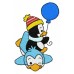 Image Embroidery Design Happy Penguins fly on a balloon