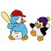 Image Embroidery Design Happy Penguins play baseball