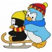 Image Embroidery Design Happy Penguins sledding