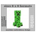 Embroidery Design Minecraft Creeper Format and Size (cm) Image Chart 