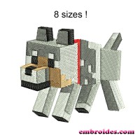Image Wolf Dog Minecraft Embroidery Design