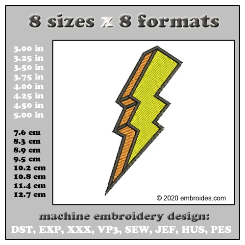 5 Sizes 4 7 Formats included: pes dst jef exp hus xxx vp3 Lightning Embroidery design files 6