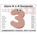 Image Embroidery Design Funny Number 3 With Eyes Size Chart 