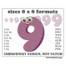 Image Embroidery Design Funny Number 9 With Eyes Size Chart 