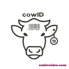 Image cow ID Bar Code Embroidery Design