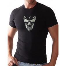 Photo Monochrome Skull Embroidery On T-Shirt
